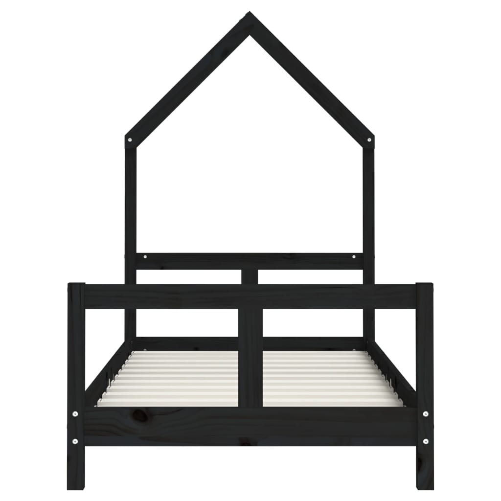 vidaXL Cadru de pat pentru copii, negru, 80x160 cm, lemn masiv de pin vidaXL Cadru de pat pentru copii, negru, 80x160 cm, lemn masiv de pin