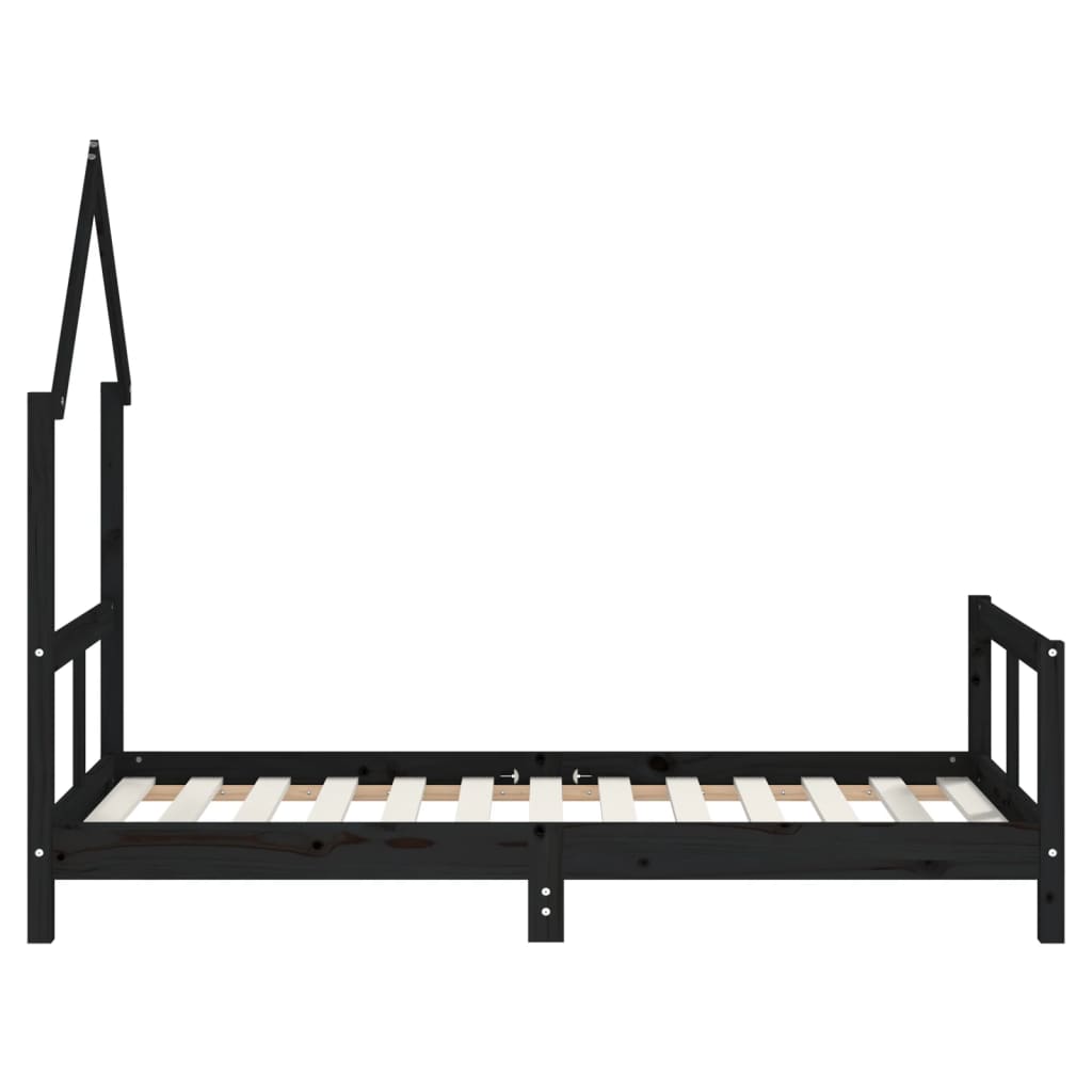 vidaXL Cadru de pat pentru copii, negru, 80x160 cm, lemn masiv de pin vidaXL Cadru de pat pentru copii, negru, 80x160 cm, lemn masiv de pin