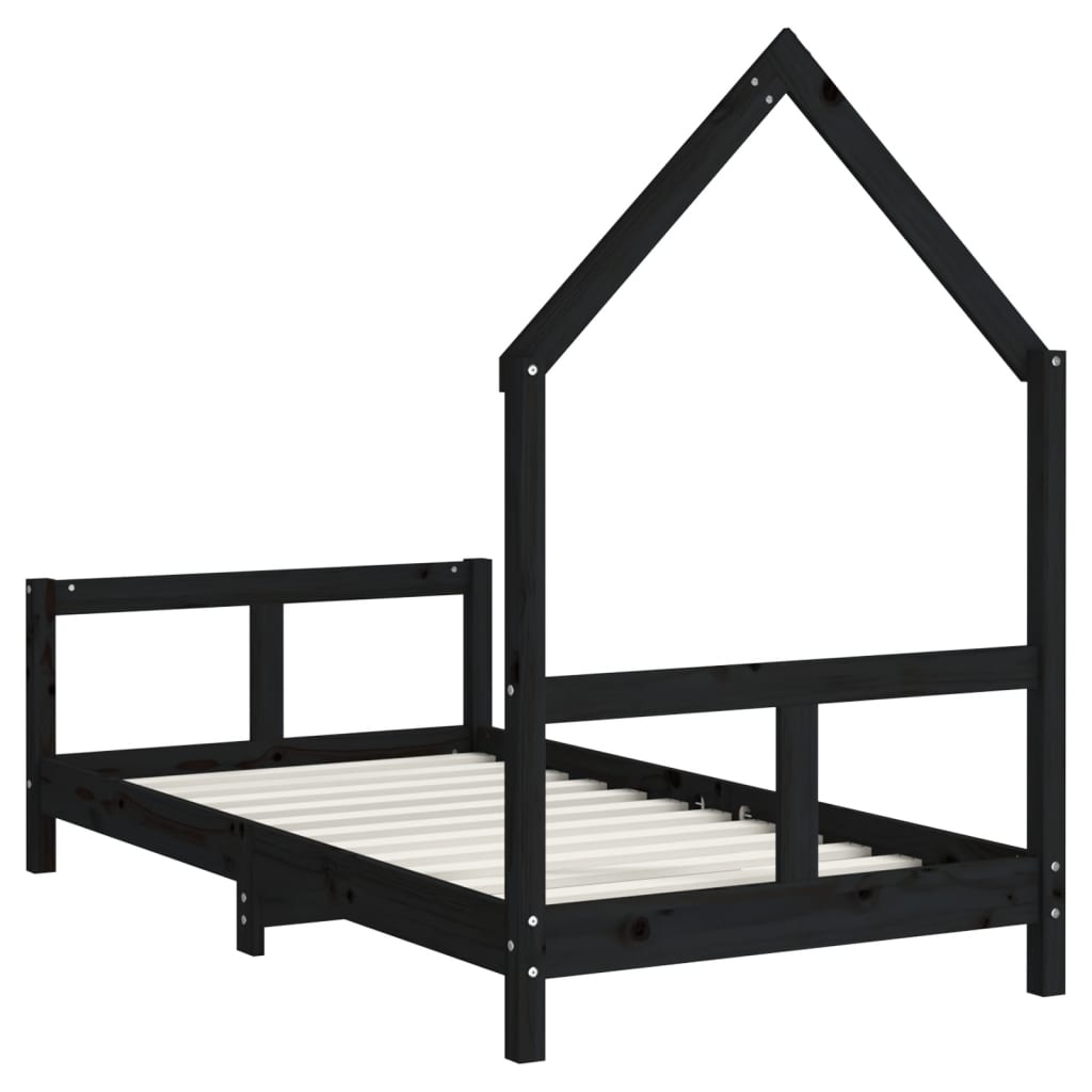 vidaXL Cadru de pat pentru copii, negru, 80x160 cm, lemn masiv de pin vidaXL Cadru de pat pentru copii, negru, 80x160 cm, lemn masiv de pin