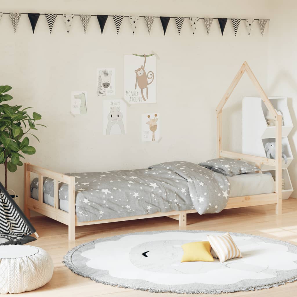 vidaXL Cadru de pat pentru copii, 90x190 cm, lemn masiv de pin vidaXL Cadru de pat pentru copii, 90x190 cm, lemn masiv de pin