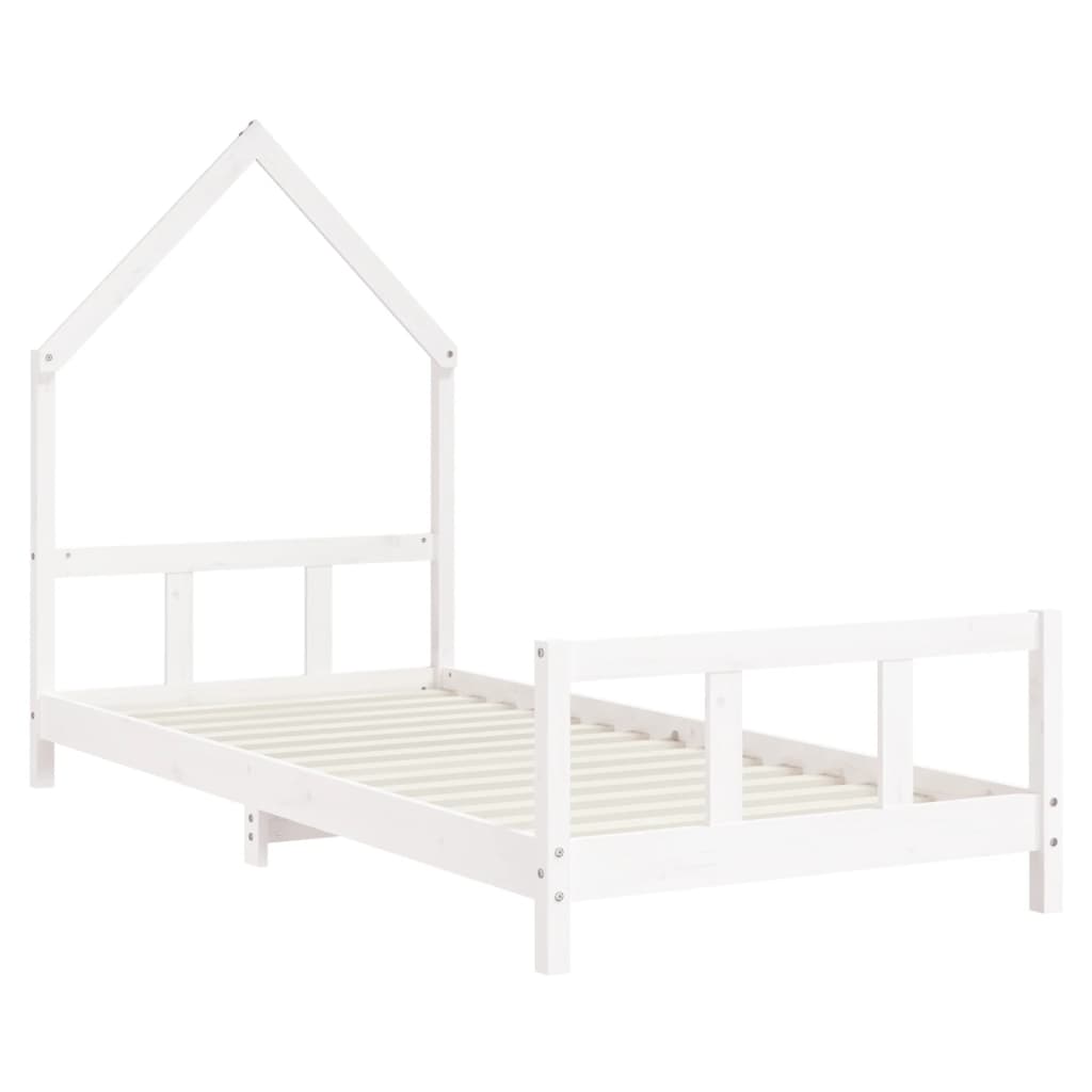 vidaXL Cadru de pat pentru copii, alb, 90x190 cm, lemn masiv de pin vidaXL Cadru de pat pentru copii, alb, 90x190 cm, lemn masiv de pin