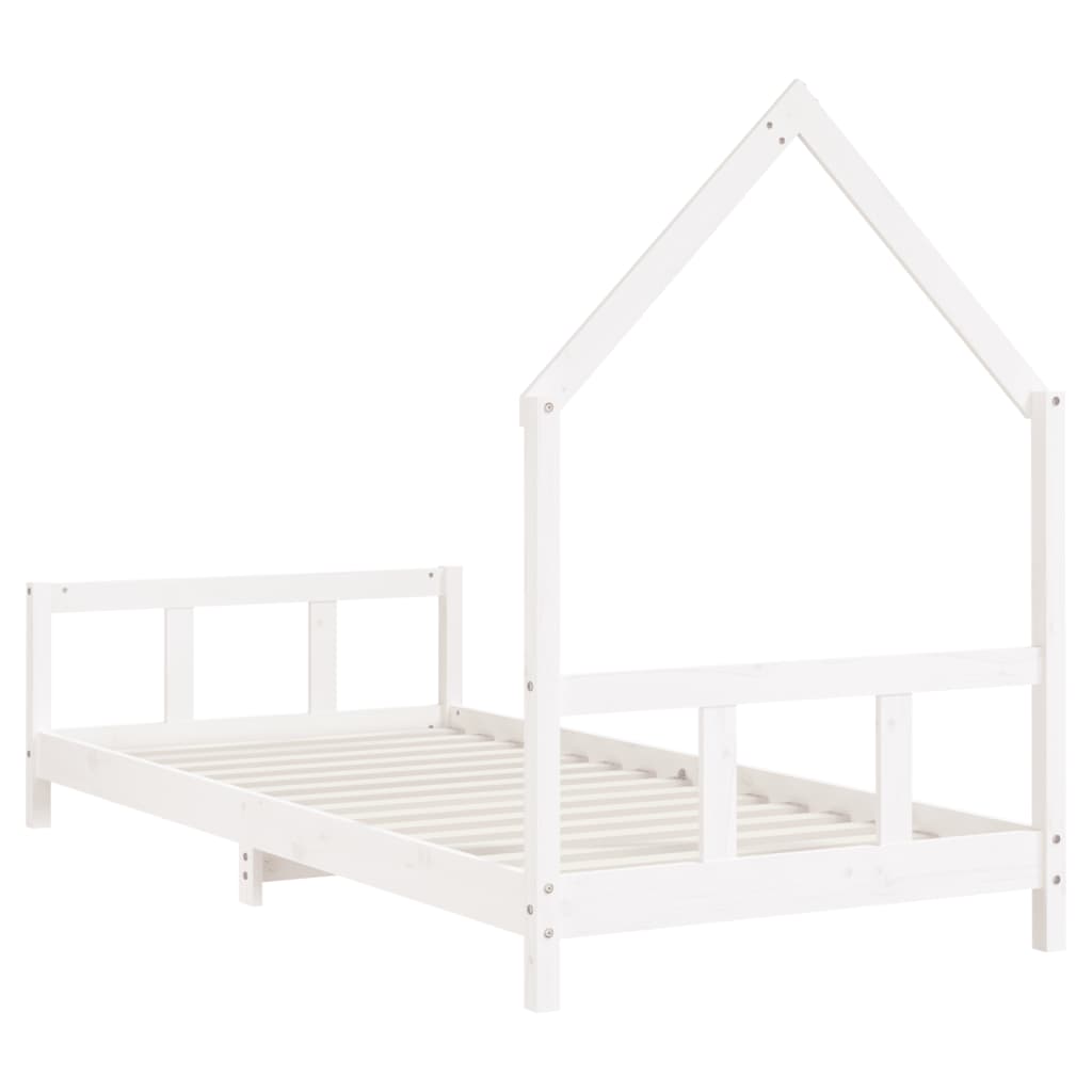 vidaXL Cadru de pat pentru copii, alb, 90x190 cm, lemn masiv de pin vidaXL Cadru de pat pentru copii, alb, 90x190 cm, lemn masiv de pin