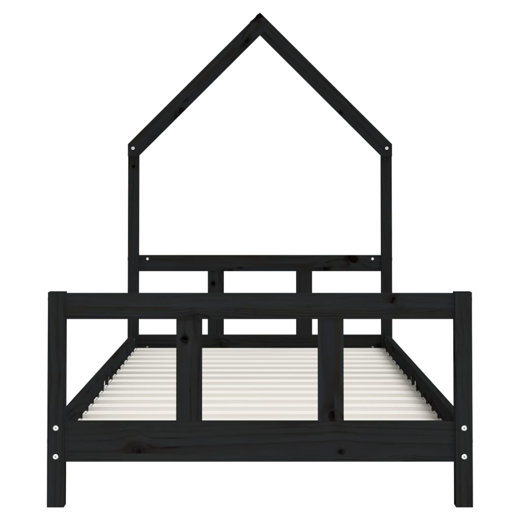vidaXL Cadru de pat pentru copii, negru, 90x190 cm, lemn masiv de pin vidaXL Cadru de pat pentru copii, negru, 90x190 cm, lemn masiv de pin