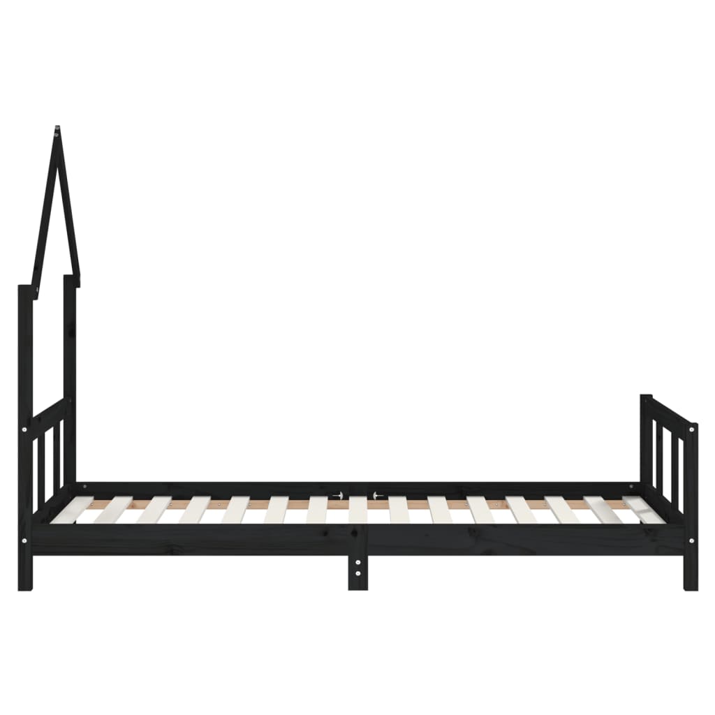 vidaXL Cadru de pat pentru copii, negru, 90x190 cm, lemn masiv de pin vidaXL Cadru de pat pentru copii, negru, 90x190 cm, lemn masiv de pin