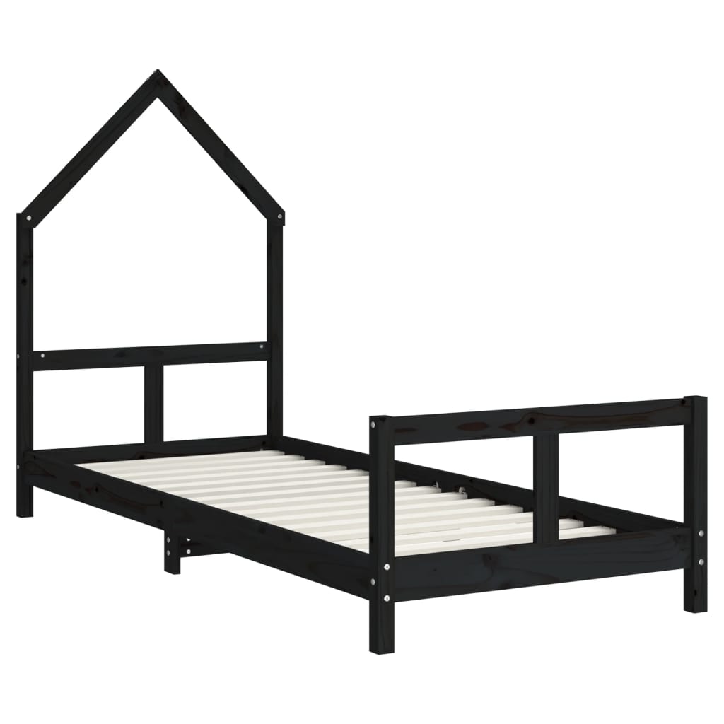 vidaXL Cadru de pat pentru copii, negru, 80x200 cm, lemn masiv de pin vidaXL Cadru de pat pentru copii, negru, 80x200 cm, lemn masiv de pin