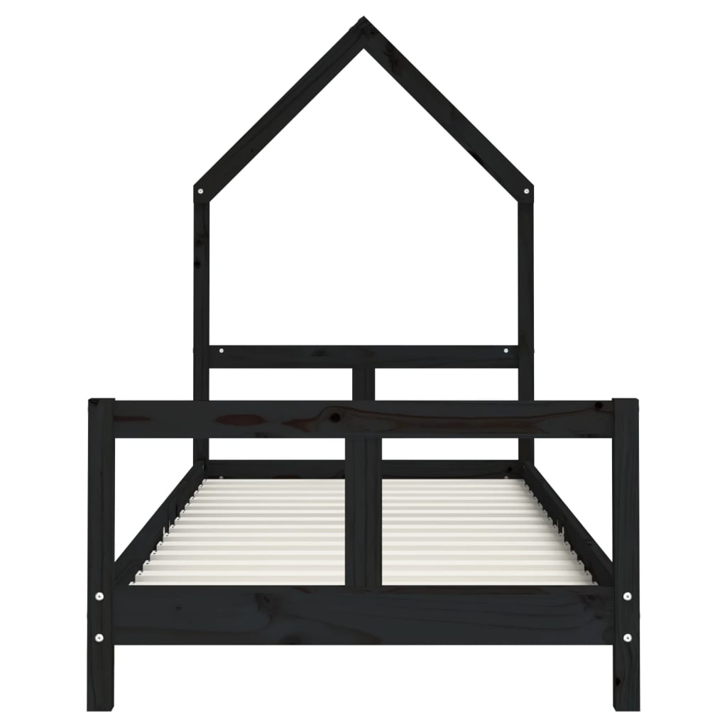 vidaXL Cadru de pat pentru copii, negru, 80x200 cm, lemn masiv de pin vidaXL Cadru de pat pentru copii, negru, 80x200 cm, lemn masiv de pin