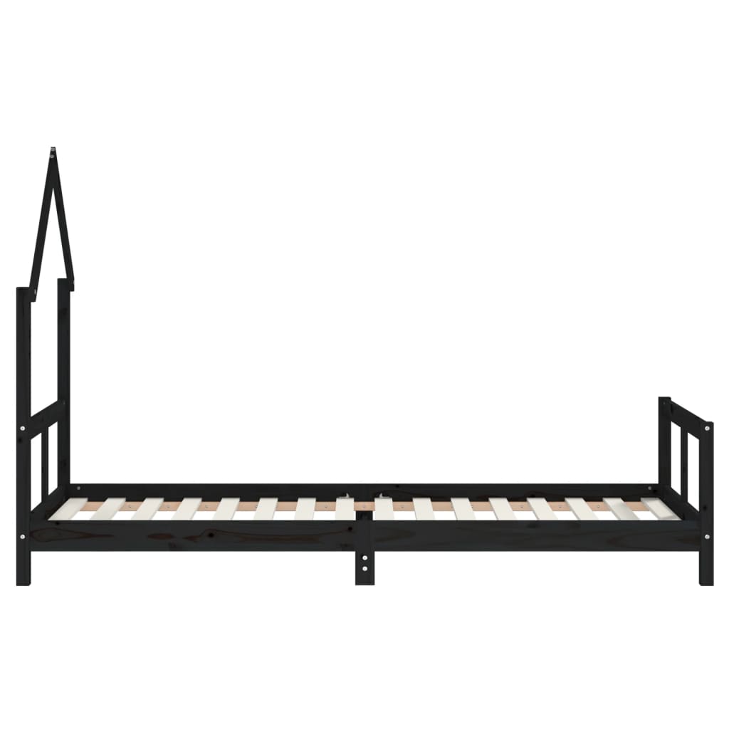 vidaXL Cadru de pat pentru copii, negru, 80x200 cm, lemn masiv de pin vidaXL Cadru de pat pentru copii, negru, 80x200 cm, lemn masiv de pin