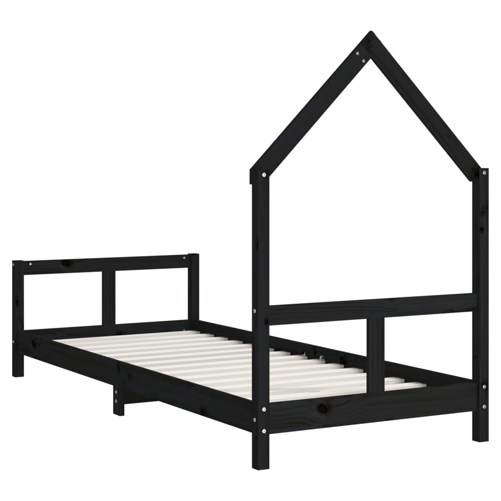 vidaXL Cadru de pat pentru copii, negru, 80x200 cm, lemn masiv de pin vidaXL Cadru de pat pentru copii, negru, 80x200 cm, lemn masiv de pin