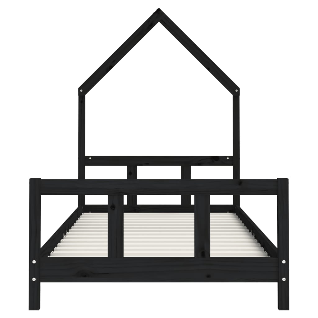 vidaXL Cadru pat pentru copii, negru, 90x200 cm, lemn masiv de pin vidaXL Cadru pat pentru copii, negru, 90x200 cm, lemn masiv de pin
