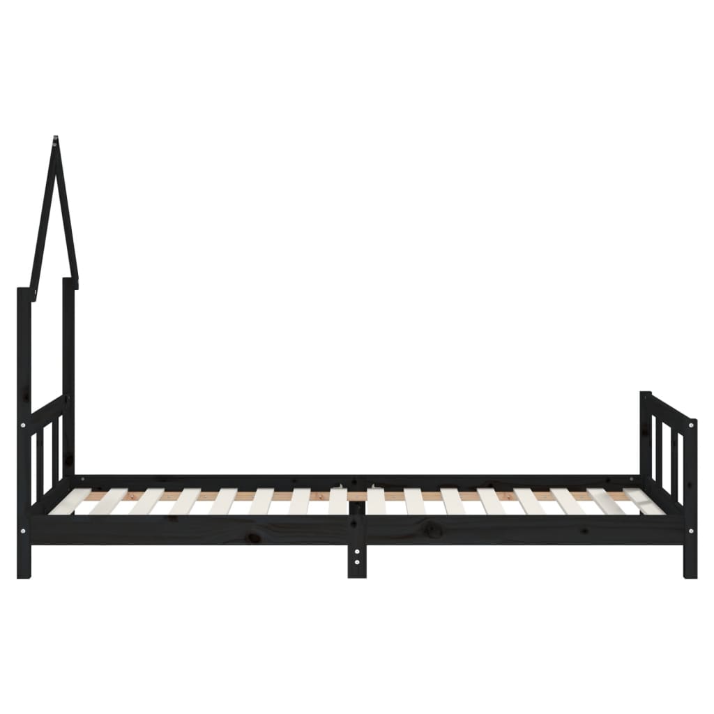 vidaXL Cadru pat pentru copii, negru, 90x200 cm, lemn masiv de pin vidaXL Cadru pat pentru copii, negru, 90x200 cm, lemn masiv de pin
