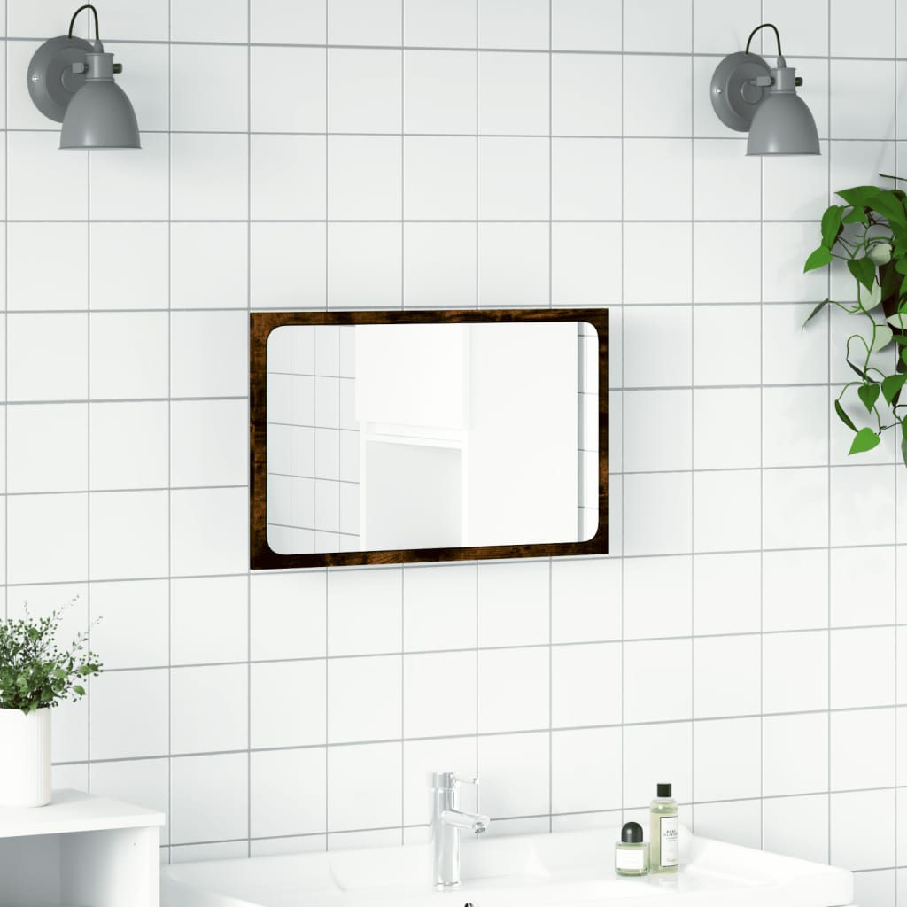 vidaXL Oglindă de baie LED, stejar sonoma, 60x8,5x38 cm lemn prelucrat