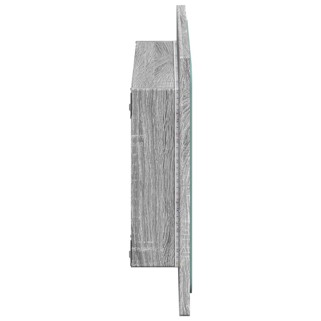 vidaXL Oglindă de baie LED, gri sonoma, 60x8,5x38 cm lemn prelucrat