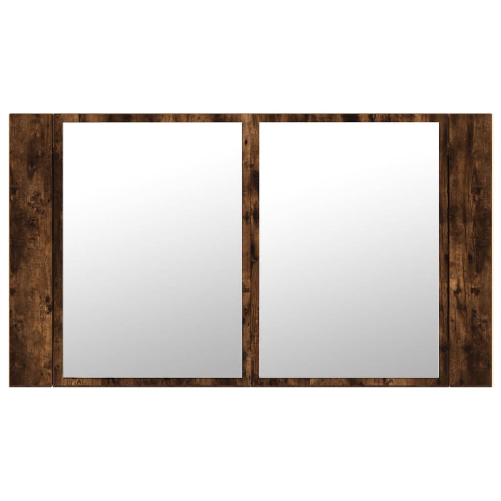 vidaXL Dulap de baie cu oglindă și LED, stejar fumuriu, 80x12x45 acril vidaXL Dulap de baie cu oglindă și LED, stejar fumuriu, 80x12x45 acril