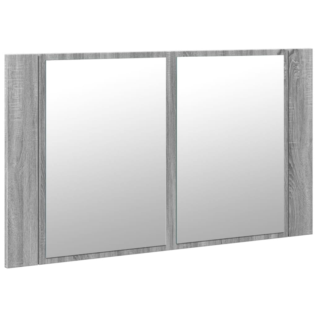 vidaXL Dulap de baie cu oglindă și LED, gri sonoma, 80x12x45 cm, acril vidaXL Dulap de baie cu oglindă și LED, gri sonoma, 80x12x45 cm, acril