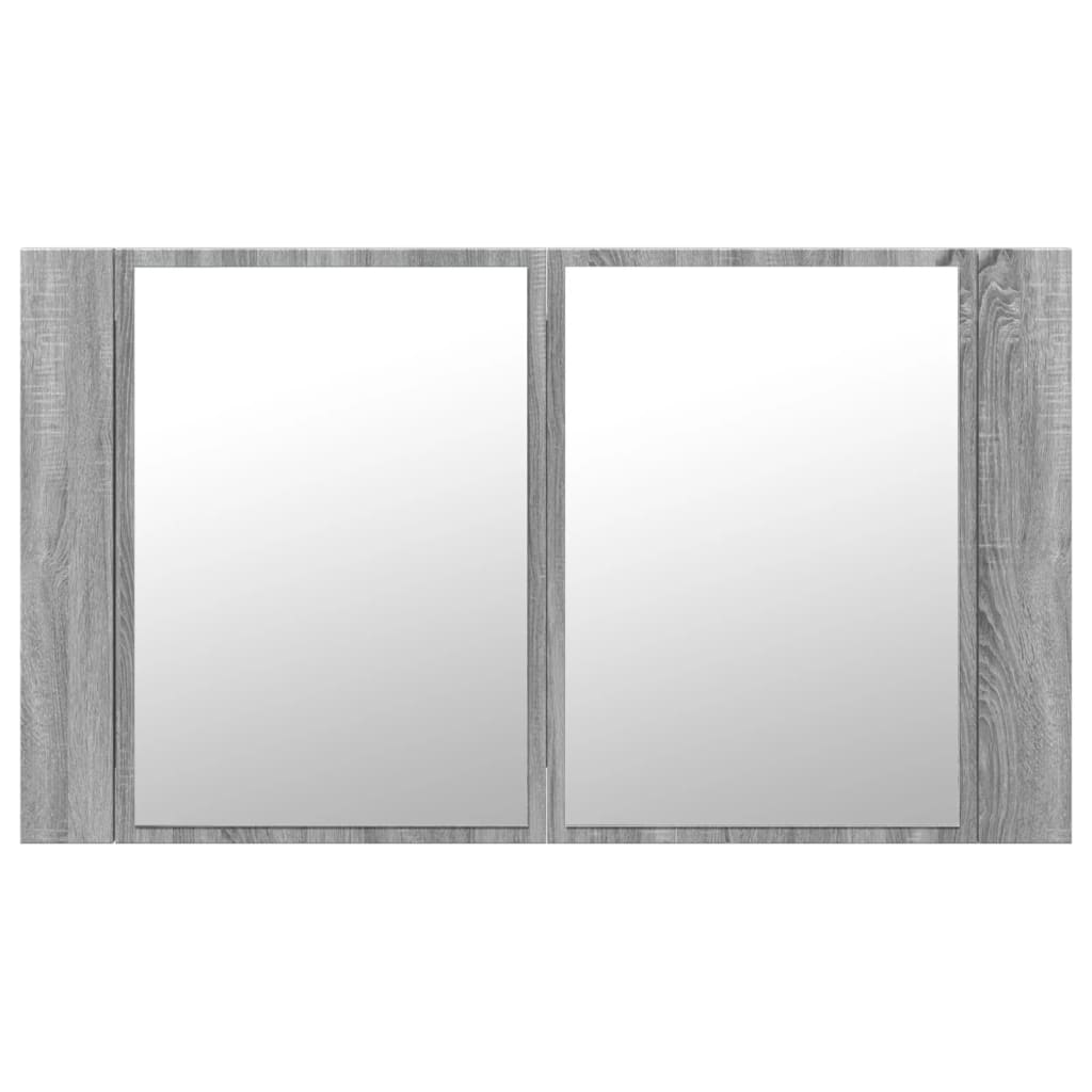 vidaXL Dulap de baie cu oglindă și LED, gri sonoma, 80x12x45 cm, acril vidaXL Dulap de baie cu oglindă și LED, gri sonoma, 80x12x45 cm, acril