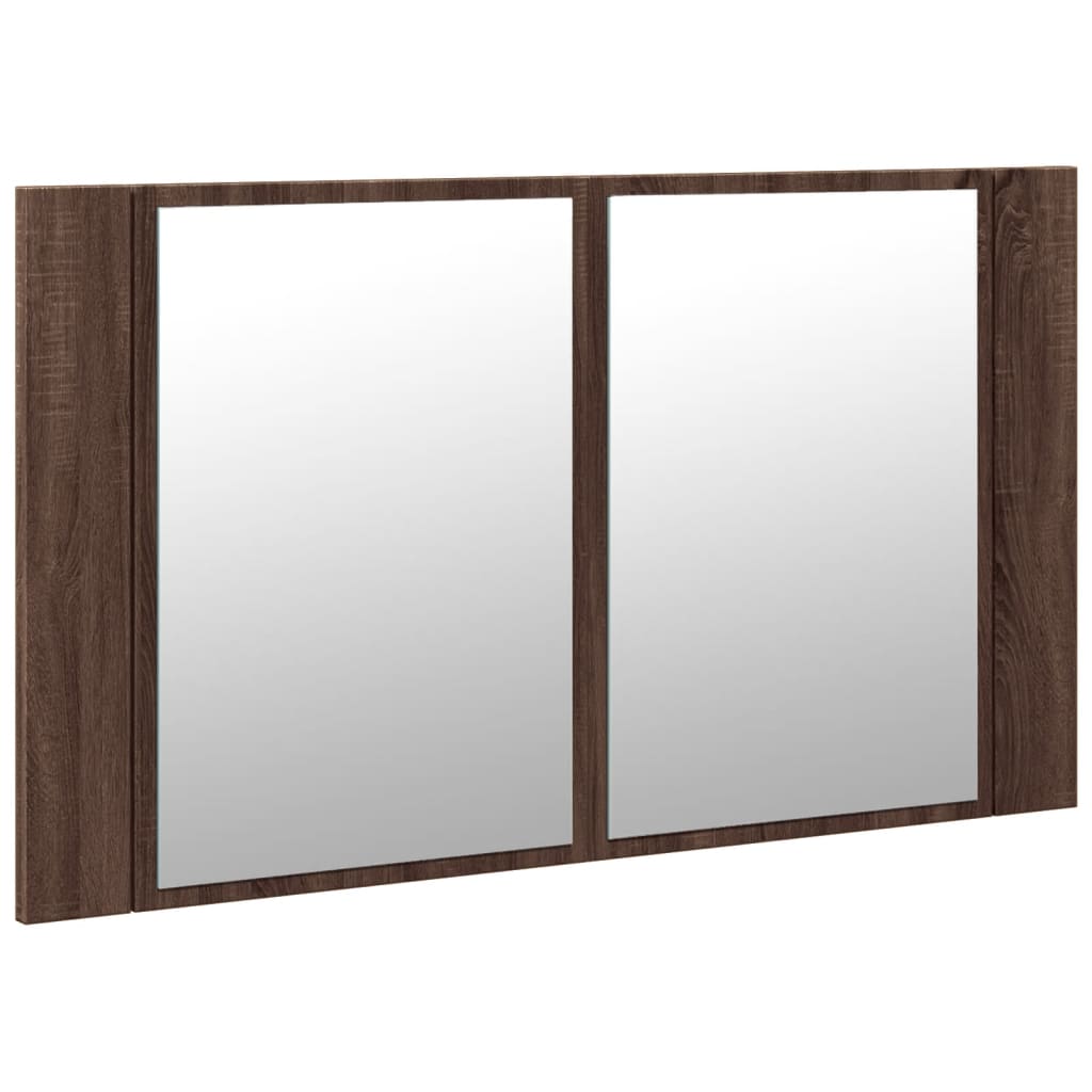 vidaXL Dulap de baie cu oglindă și LED stejar maro, 80x12x45 cm, acril vidaXL Dulap de baie cu oglindă și LED stejar maro, 80x12x45 cm, acril