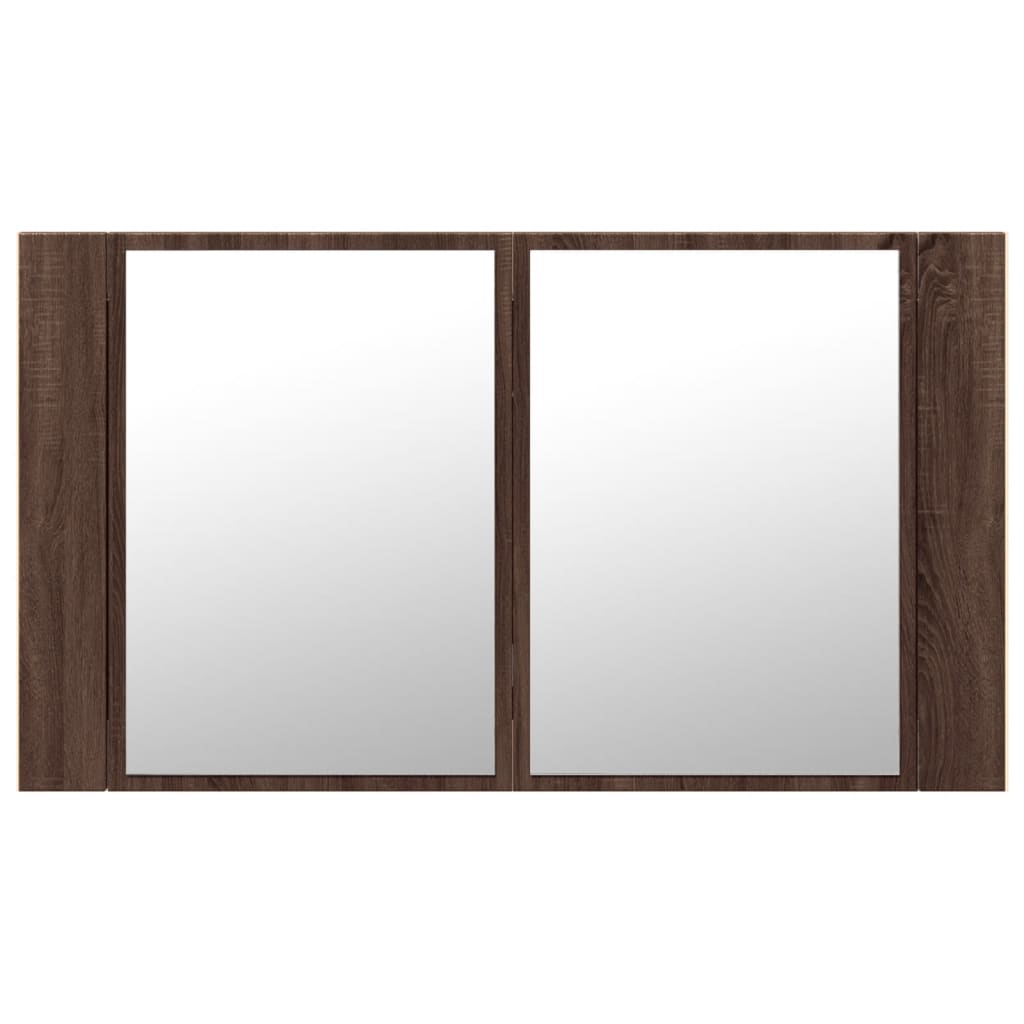 vidaXL Dulap de baie cu oglindă și LED stejar maro, 80x12x45 cm, acril vidaXL Dulap de baie cu oglindă și LED stejar maro, 80x12x45 cm, acril