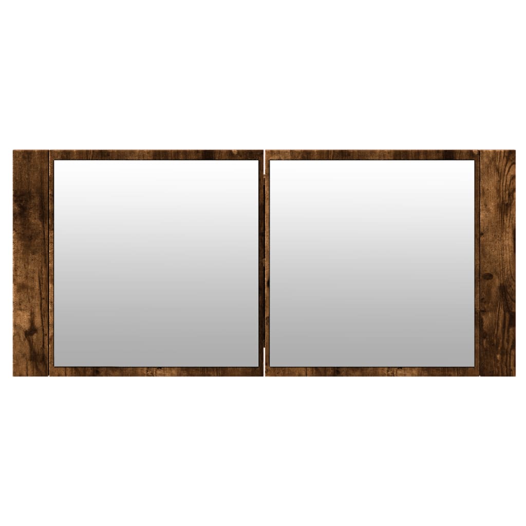 vidaXL Dulap de baie cu oglindă și LED, stejar fumuriu, 100x12x45 cm vidaXL Dulap de baie cu oglindă și LED, stejar fumuriu, 100x12x45 cm