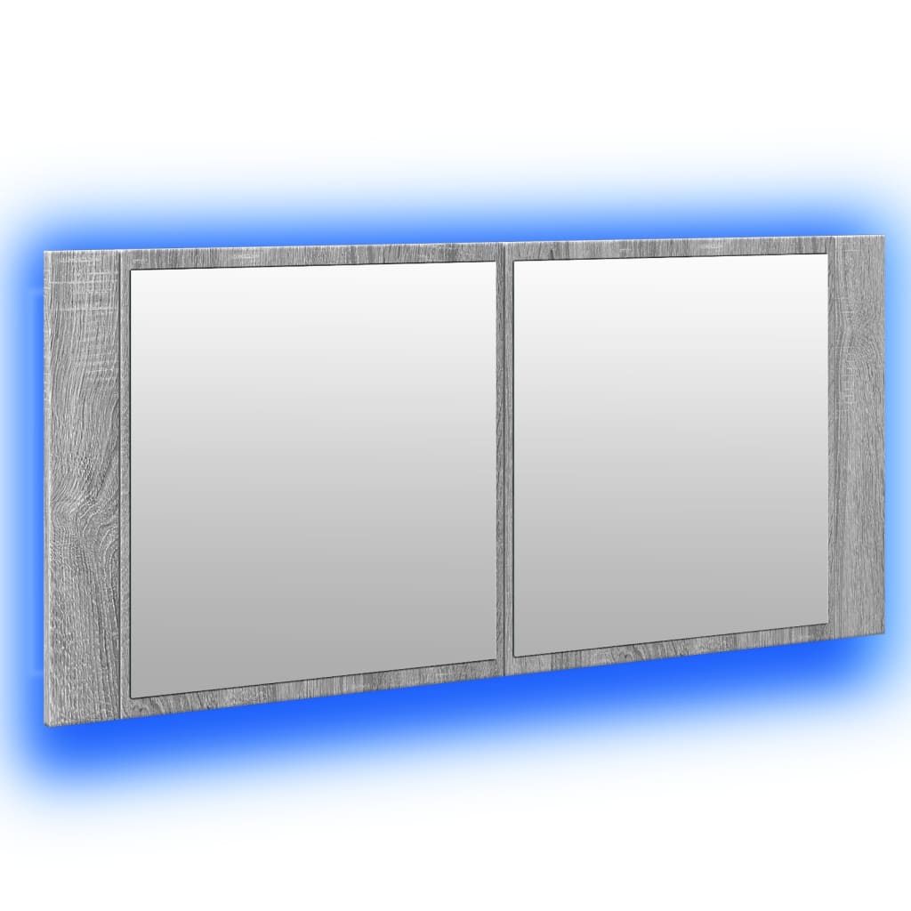 vidaXL Dulap de baie cu oglindă și LED, gri sonoma, 100x12x45 cm vidaXL Dulap de baie cu oglindă și LED, gri sonoma, 100x12x45 cm