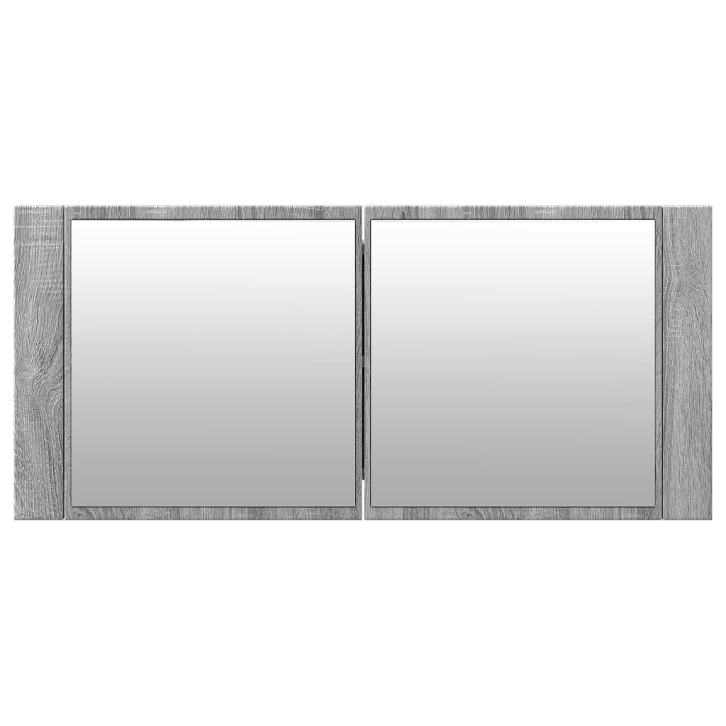 vidaXL Dulap de baie cu oglindă și LED, gri sonoma, 100x12x45 cm vidaXL Dulap de baie cu oglindă și LED, gri sonoma, 100x12x45 cm