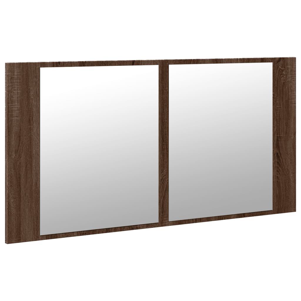 vidaXL Dulap de baie cu oglindă și LED stejar maro, 90x12x45 cm, acril vidaXL Dulap de baie cu oglindă și LED stejar maro, 90x12x45 cm, acril