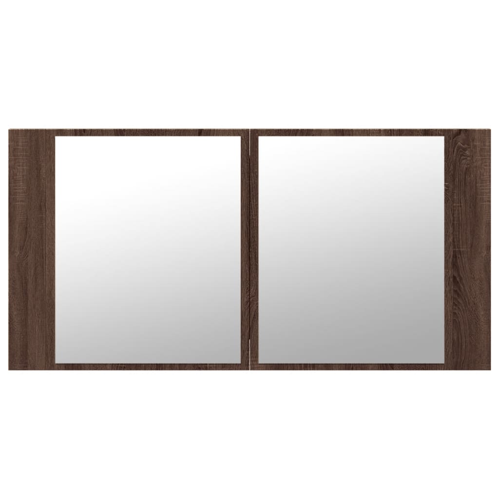 vidaXL Dulap de baie cu oglindă și LED stejar maro, 90x12x45 cm, acril vidaXL Dulap de baie cu oglindă și LED stejar maro, 90x12x45 cm, acril