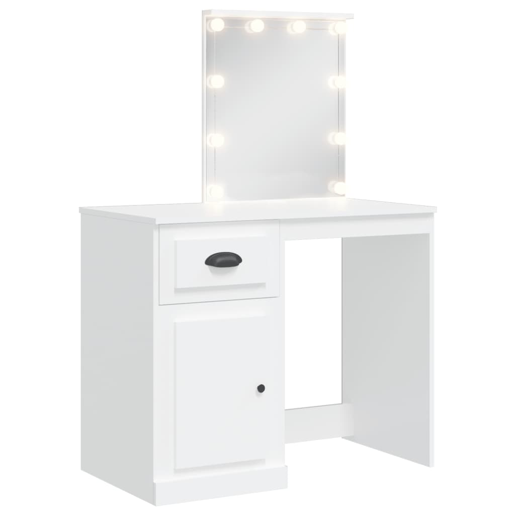 vidaXL Masă de toaletă cu LED-uri, alb, 90x42x132,5 cm vidaXL Masă de toaletă cu LED-uri, alb, 90x42x132,5 cm