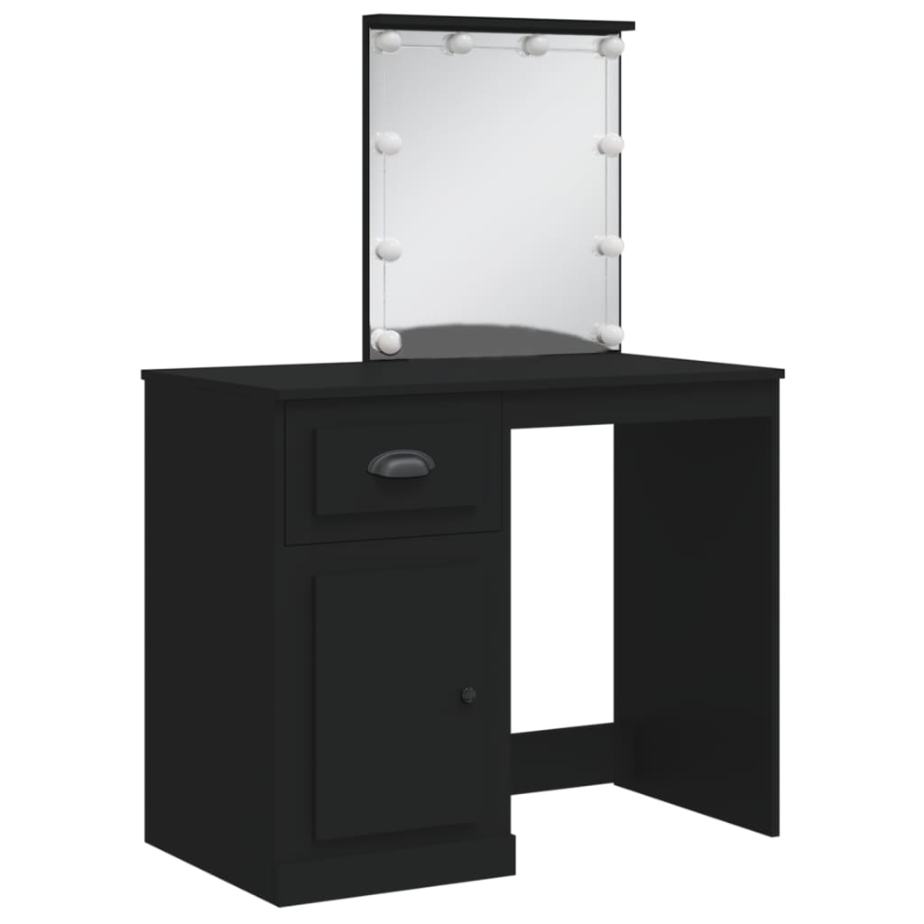 vidaXL Masă de toaletă cu LED-uri, negru, 90x42x132,5 cm vidaXL Masă de toaletă cu LED-uri, negru, 90x42x132,5 cm