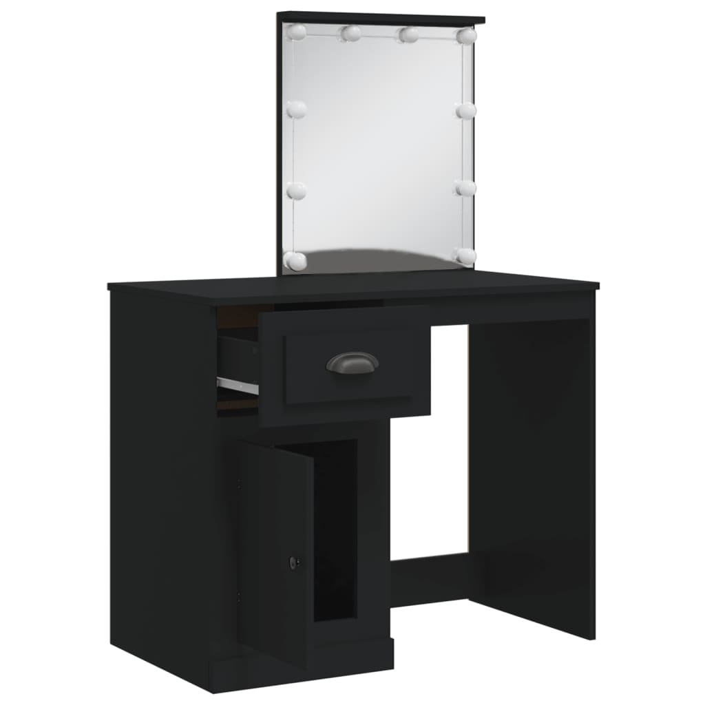 vidaXL Masă de toaletă cu LED-uri, negru, 90x42x132,5 cm vidaXL Masă de toaletă cu LED-uri, negru, 90x42x132,5 cm
