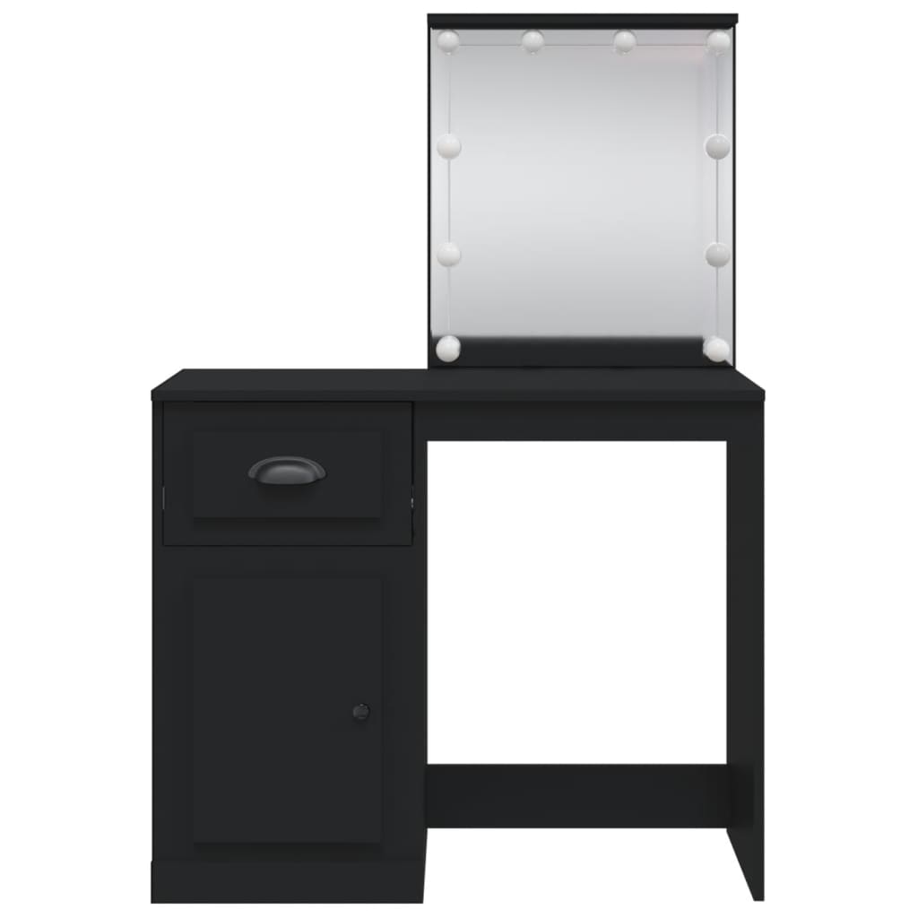 vidaXL Masă de toaletă cu LED-uri, negru, 90x42x132,5 cm vidaXL Masă de toaletă cu LED-uri, negru, 90x42x132,5 cm