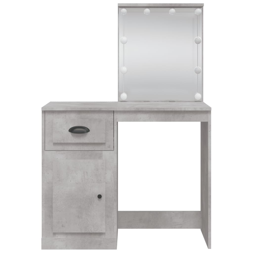 vidaXL Masă de toaletă cu LED-uri, gri beton, 90x42x132,5 cm