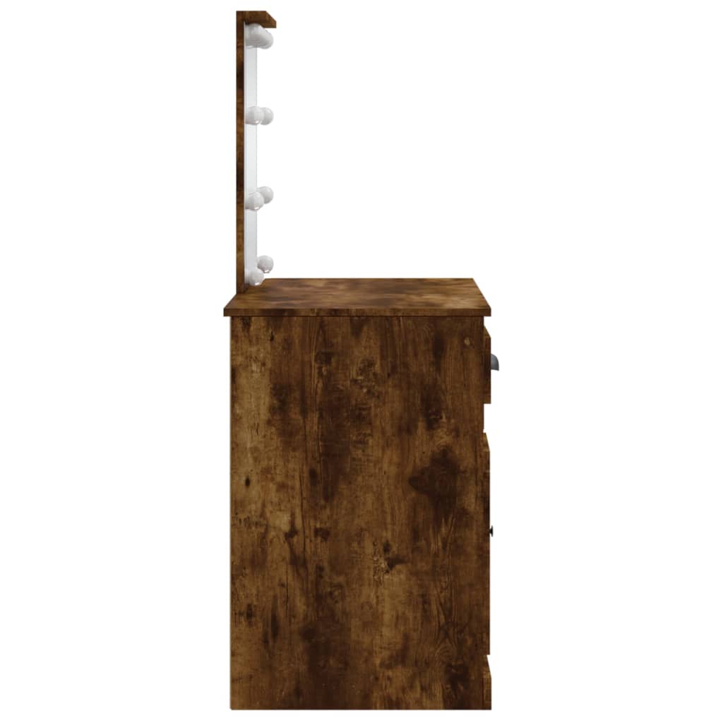 vidaXL Masă de toaletă cu LED-uri, stejar fumuriu, 90x42x132,5 cm vidaXL Masă de toaletă cu LED-uri, stejar fumuriu, 90x42x132,5 cm
