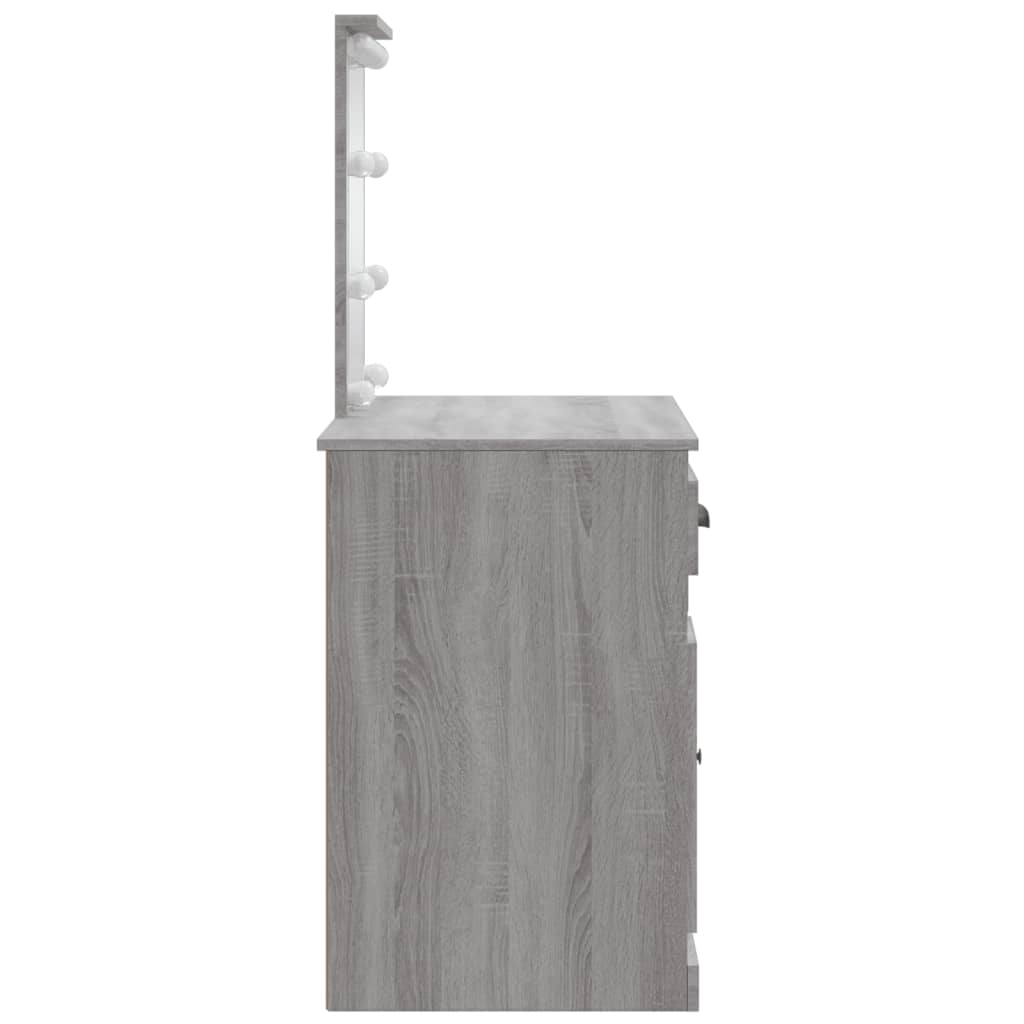 vidaXL Masă de toaletă cu LED-uri, gri sonoma, 90x42x132,5 cm