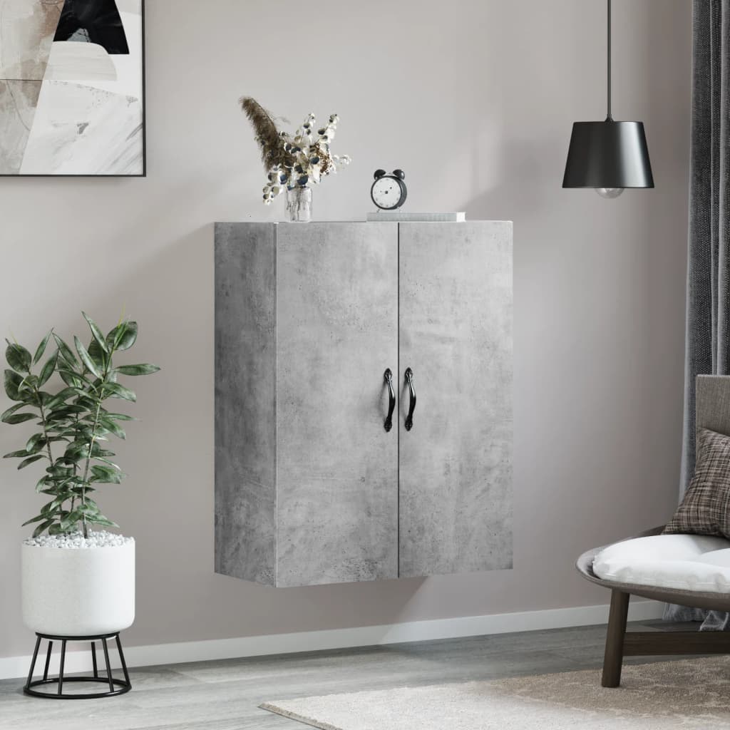 vidaXL Dulap pe perete, gri beton, 69,5x34x90 cm, lemn prelucrat