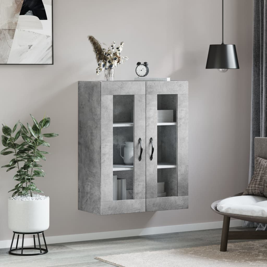 vidaXL Dulap pe perete, gri beton, 69,5x34x90 cm, lemn prelucrat