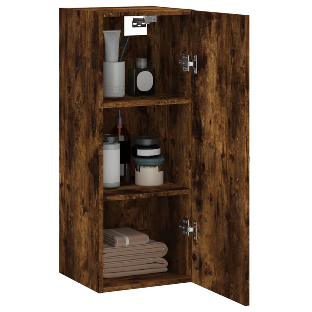 vidaXL Dulap de perete, stejar fumuriu, 34,5x34x90 cm, lemn prelucrat