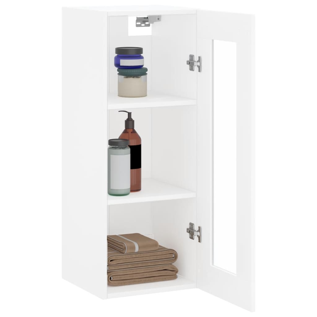 vidaXL Dulap montat pe perete, alb, 34,5x34x90 cm