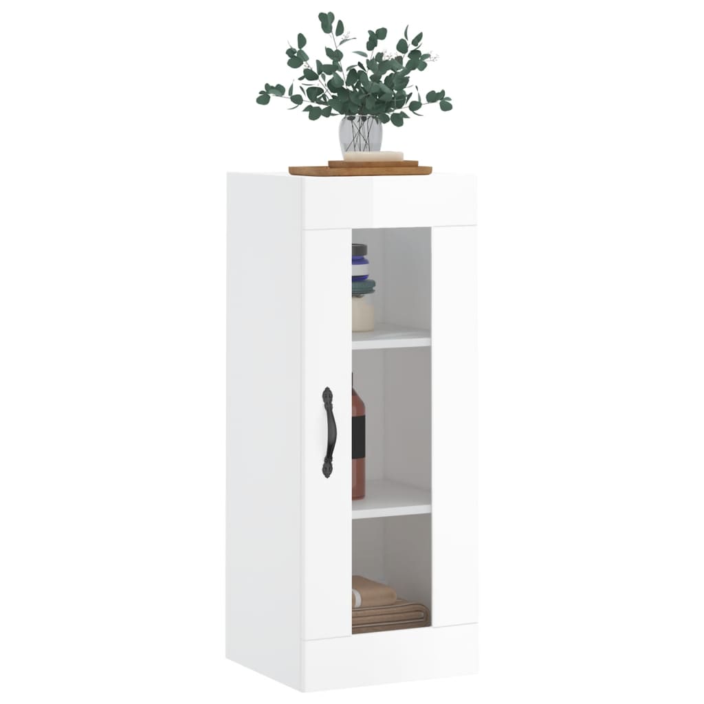 vidaXL Dulap montat pe perete, alb extralucios, 34,5x34x90 cm vidaXL Dulap montat pe perete, alb extralucios, 34,5x34x90 cm