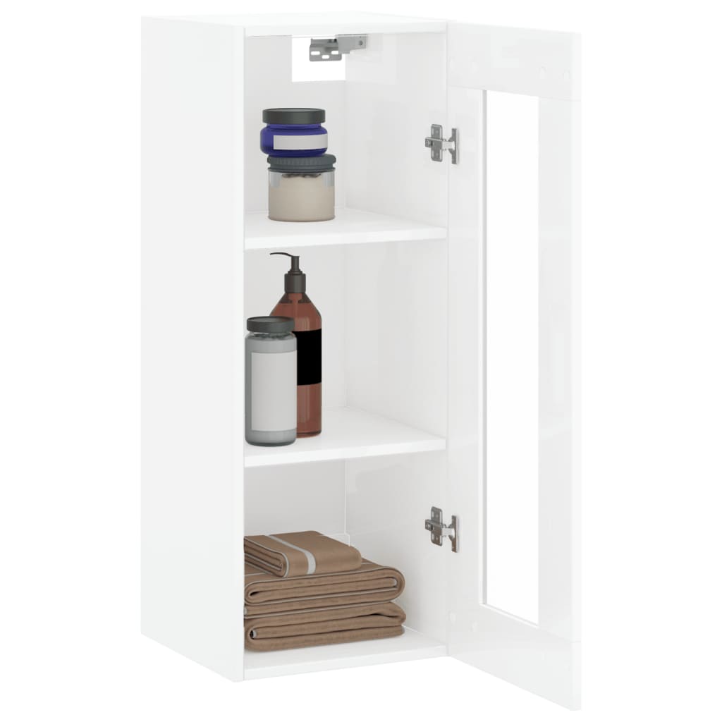 vidaXL Dulap montat pe perete, alb extralucios, 34,5x34x90 cm vidaXL Dulap montat pe perete, alb extralucios, 34,5x34x90 cm