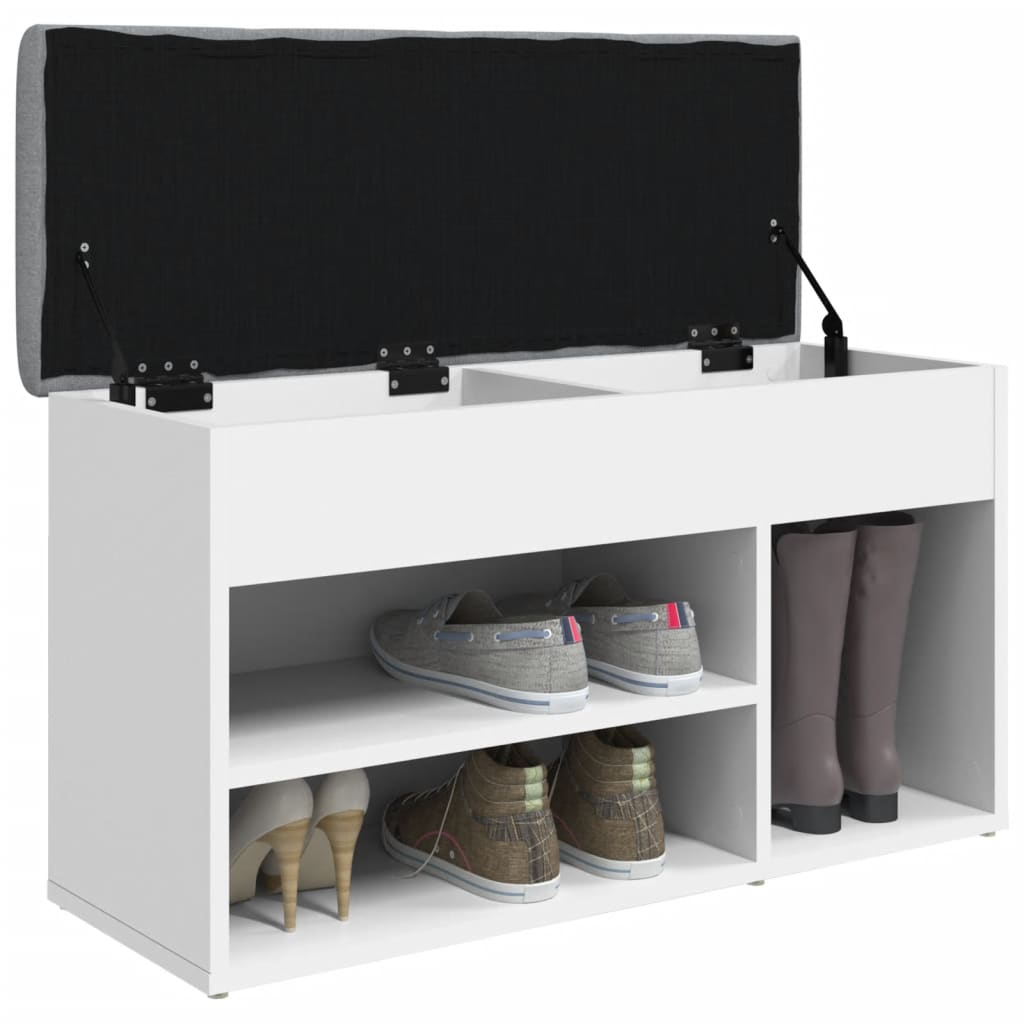 vidaXL Bancă de pantofi, alb, 82x32x45,5 cm, lemn prelucrat vidaXL Bancă de pantofi, alb, 82x32x45,5 cm, lemn prelucrat