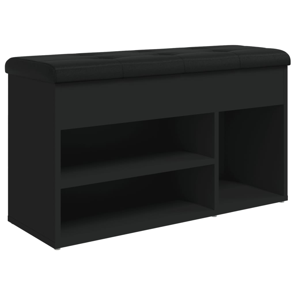 vidaXL Bancă de pantofi, negru, 82x32x45,5 cm, lemn prelucrat