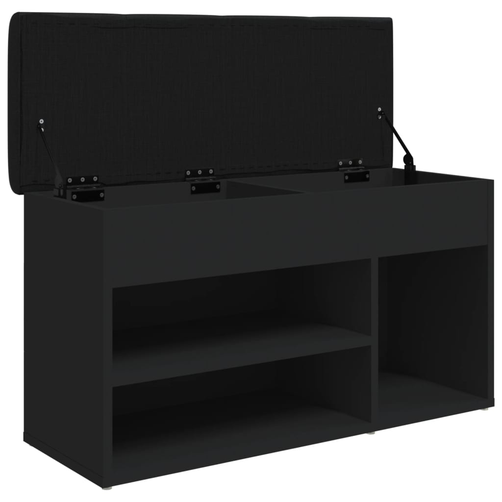 vidaXL Bancă de pantofi, negru, 82x32x45,5 cm, lemn prelucrat