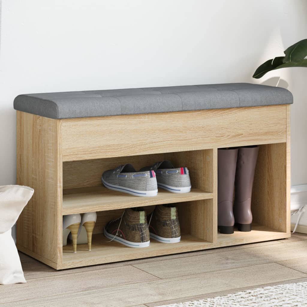vidaXL Bancă de pantofi stejar sonoma 82x32x45,5 cm lemn prelucrat vidaXL Bancă de pantofi stejar sonoma 82x32x45,5 cm lemn prelucrat