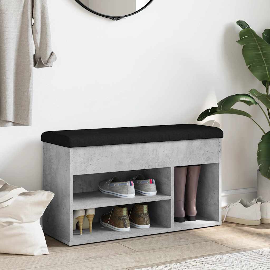 vidaXL Bancă de pantofi, gri beton, 82x32x45,5 cm, lemn prelucrat vidaXL Bancă de pantofi, gri beton, 82x32x45,5 cm, lemn prelucrat
