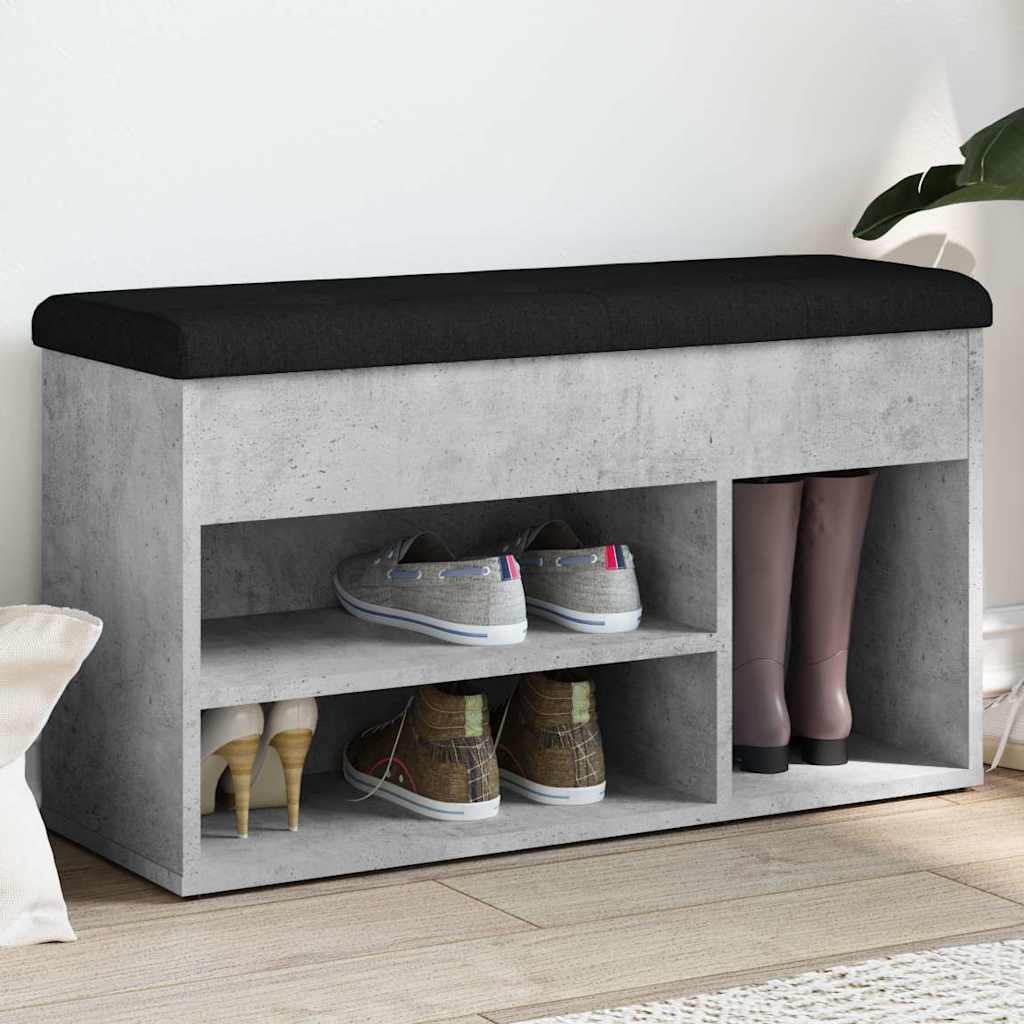 vidaXL Bancă de pantofi, gri beton, 82x32x45,5 cm, lemn prelucrat vidaXL Bancă de pantofi, gri beton, 82x32x45,5 cm, lemn prelucrat