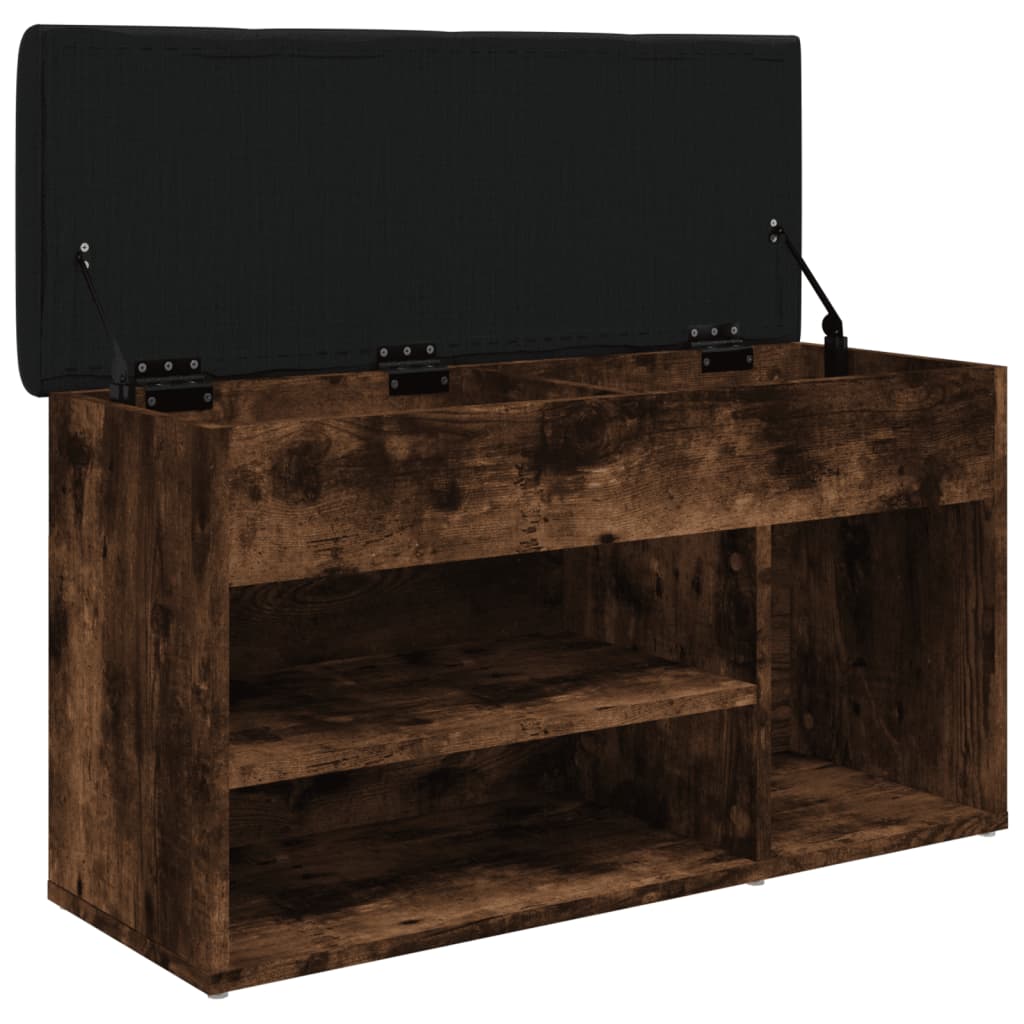 vidaXL Bancă de pantofi, stejar fumuriu, 82x32x45,5 cm, lemn prelucrat vidaXL Bancă de pantofi, stejar fumuriu, 82x32x45,5 cm, lemn prelucrat