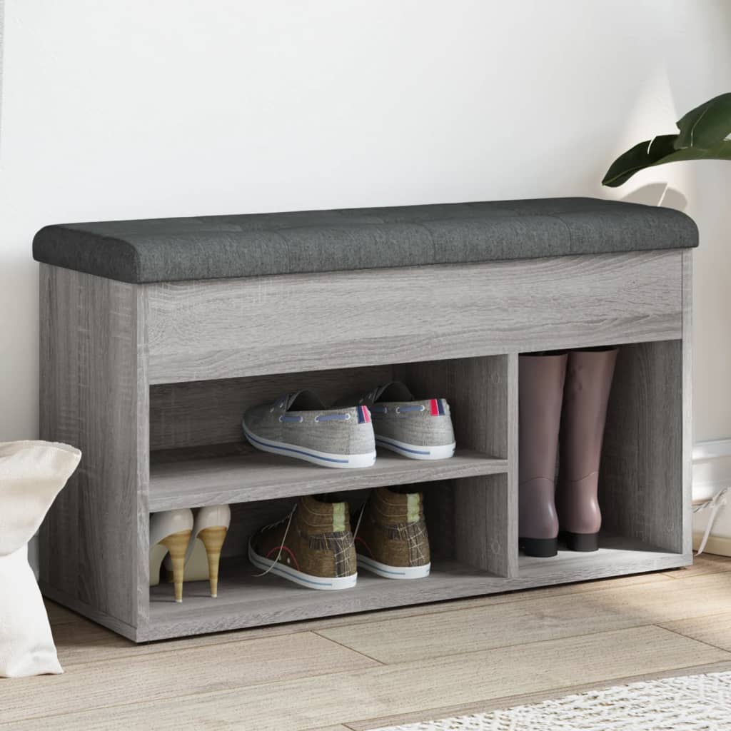 vidaXL Bancă de pantofi, gri sonoma, 82x32x45,5 cm, lemn prelucrat vidaXL Bancă de pantofi, gri sonoma, 82x32x45,5 cm, lemn prelucrat