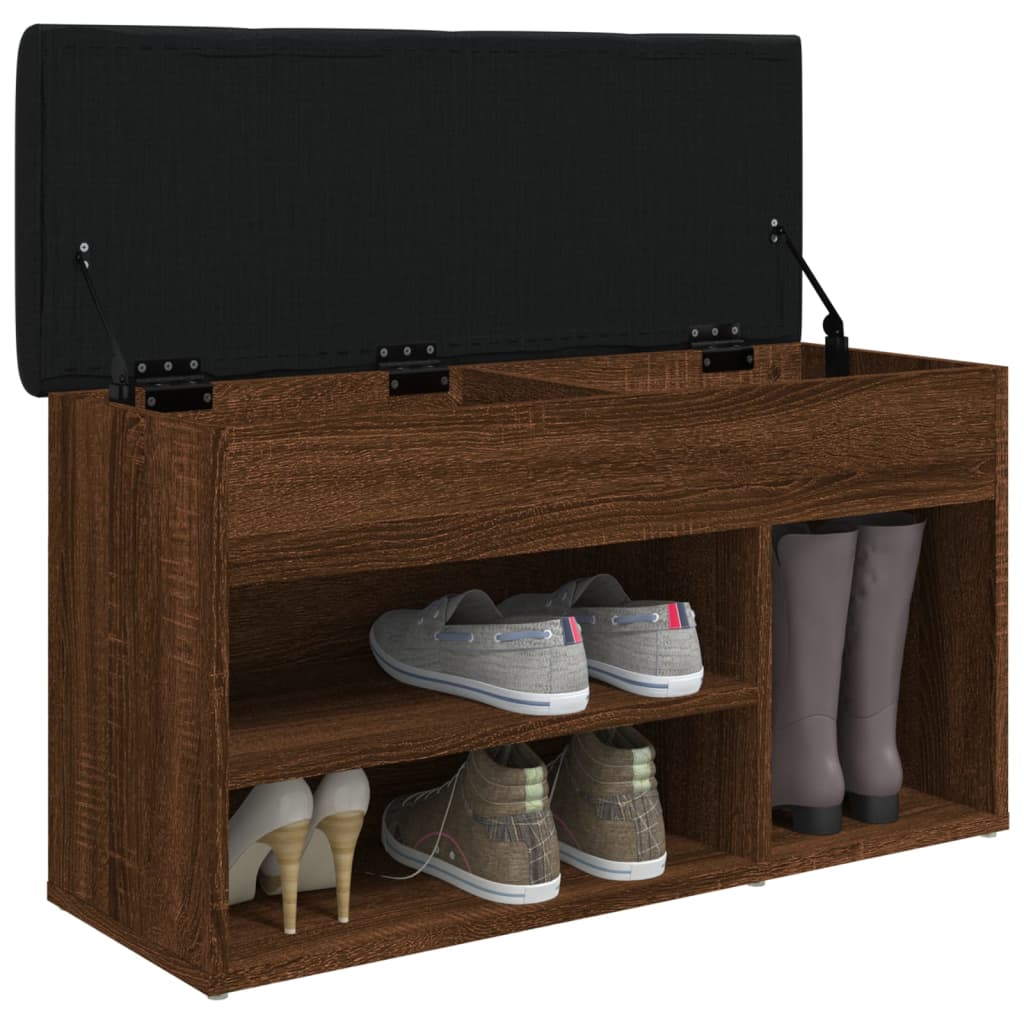 vidaXL Bancă de pantofi, stejar maro, 82x32x45,5 cm, lemn prelucrat vidaXL Bancă de pantofi, stejar maro, 82x32x45,5 cm, lemn prelucrat