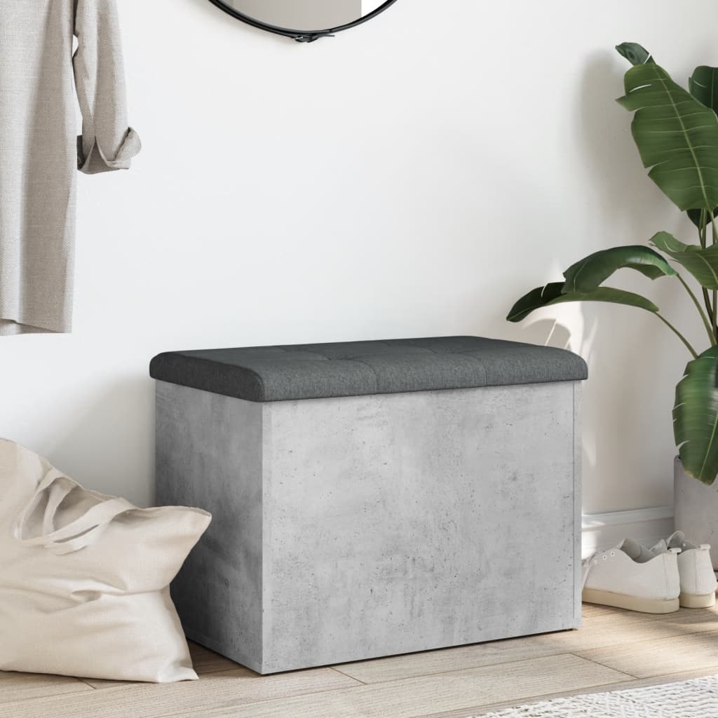 vidaXL Bancă de depozitare, gri beton, 62x42x45 cm, lemn prelucrat vidaXL Bancă de depozitare, gri beton, 62x42x45 cm, lemn prelucrat