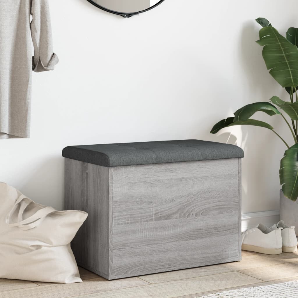 vidaXL Bancă de depozitare, gri sonoma, 62x42x45 cm, lemn prelucrat vidaXL Bancă de depozitare, gri sonoma, 62x42x45 cm, lemn prelucrat